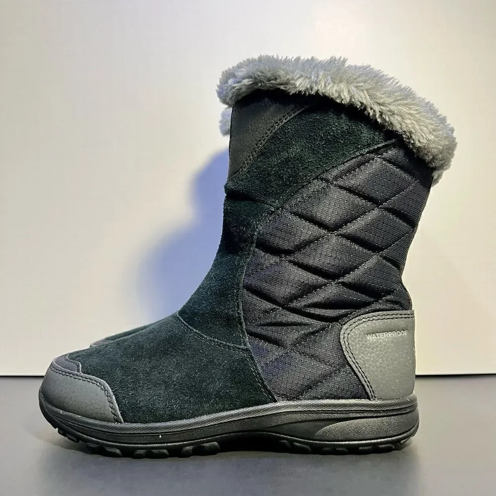 Womens COLUMBIA Ice Maiden II Black Waterproof Winter Faux Fur Boots / Size 6